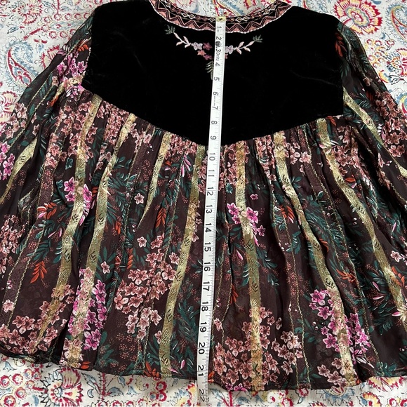 Zara boho glam velvet embroidered blouse - Picture 12 of 13